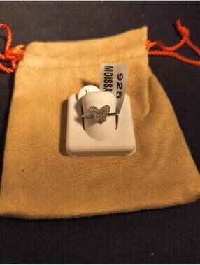 .925 Sterling Silver Moissenite Butterfly Ring Size 7